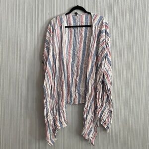 Lane Bryant Striped Lightweight Open Kimono - Blue, Pink, Cream